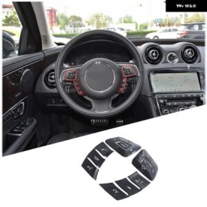 ジャガー XJ XJL 2010-2019 合金 黒 ステアリングホイール ボタン カバー トリム ステッカー カーアクセサリー