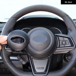 スバル WRX 2021-24 ABS カーボン/マットブラック ステアリングホイールロゴカバー トリム カーアクセサリー