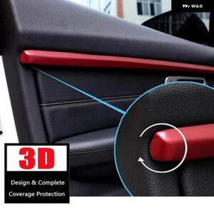 BMW 4個 ABS レッド/カーボン インテリア ドア パネル ストライプカバー モールド トリム ストリップ 装飾 キット 3シリーズ F30 F31 2013-2019