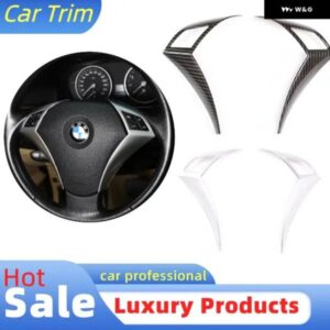 BMW カー スタイリング ステアリングホイール ボタン 装飾 フレーム トリム カーボン ABS 5シリーズ E60 E61 2003-2010 インテリア アクセサリー