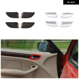BMW ABS カーボン車インナードアボウルフレーム カバー 3シリーズ E46 1998-2004 ドア手首 トリム ステッカー インテリア カーアクセサリー