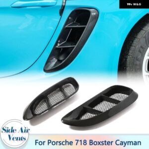 ポルシェ サイド エアベント バンパー アウトレット スプリッター トリム カバー ボクスターケイマン 718 2016-2020 カーボンサイドフ