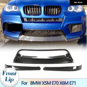BMW カーボンフロント バンパー リップ X5M E70 X6M E71 2010-2014 FRP フロントリップ スポイラー リップ スポイラー スプリッター 3ピース