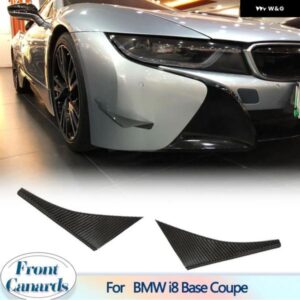 BMW カーボンフロントサイドフェンダーベントフィンフラップ I8 ベースクーペ 2014-2018 フロント バンパー サイドベントスプリッター カナード フィン