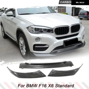 BMW カーボンフロント バンパー リップスプリッター スポイラー F16 X6 スタンダード バンパー 2014-2018 フロントリップチン スポイラー エプロン FRP 3個