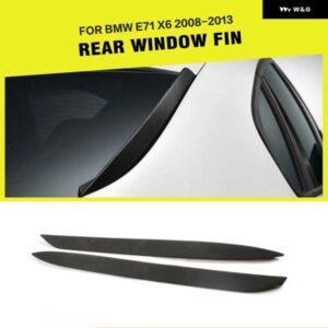 BMW リアウィンドウサイド スポイラー ウイング トランク トリム ステッカー E71 X6 2008 - 2013 PU 未塗装ブラック