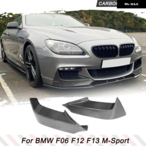 BMW カーボンフロント バンパー カナード リップスプリッター フラップカップウィング 6シリーズ F06 F12 F13 M テック M スポーツ 2012-2019 スポイラー