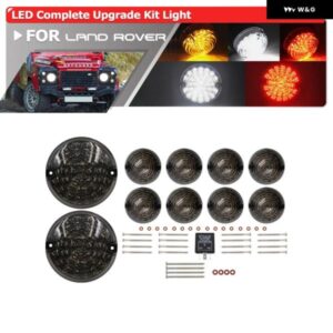 ランドローバー 10ピース /キット スモークレンズ フル LED ランプ アップグレード キット ディフェンダー 1990-2016