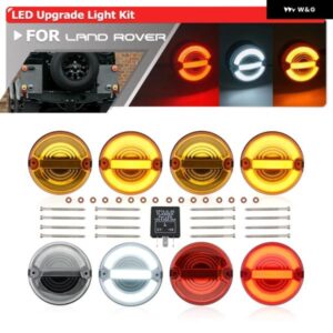 ランドローバー ディフェンダー 90 110 130 1995-2016 95MM ラウンド NAS スタイル LED アップグレード ライト交換用ウインカー/ポジション/テールストップ