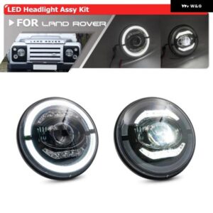 ランドローバー ECE LHD 7インチ インチ LED ヘッドライト DRL ハロー/ハイ/ロービームキット ディフェンダー 90 110 ジープラングラー TJ LJ 用 VW ゴルフ