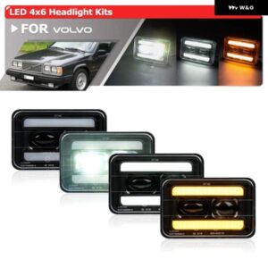 ボルボ 240 740 760 H4651 H4656 アップグレード 4 6 ヘッドライト 交換 LED DRL/ウインカー/ハイ/ローシールドビーム駆動 ヘッドランプ
