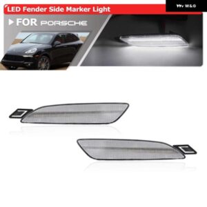 ポルシェ 2X カイエン GEN 958 2015-2018 クリアレンズ ホワイトフロント バンパー LED サイド マーカーライト 自動フェンダ