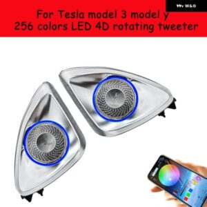 テスラ モデル3 モデルY 2019-2023 LED 4D 回転ツイーター 256色 アプリ周囲光カーアクセサリー