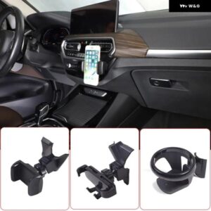BMW X3 X4 G01 G02 2022-2024 カップホルダー 携帯電話ホルダー 多機能 GPS ナビゲーションホルダー カーアクセサリー