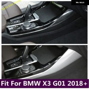 BMW センター コントロール ストール ギア シフト ボックス 装飾 ストリップカバー トリム X3 G01 2018 - 2023 ABSマットカーボンカーアクセサリー