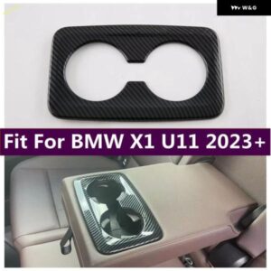 BMW ABS カーボンリアウォーターカップボトル ホルダー パネル 装飾 フレーム カバー トリム X1 U11 2023 2024 カーアクセサリー