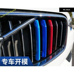 ボルボ プラスチック トリコロールフロントヘッド グリル モールド 装飾 ストリップカバー トリム XC60 2018-21 カーアクセサリー