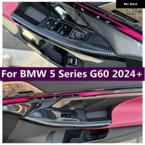 BMW ABS カーボンルック ウィンドウアッパー スイッチ パネル ガラスリフト コントロール カバー トリム 5シリーズ G60 2024 2025 カーアクセサリー