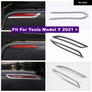 テスラ リアバンパー フォグランプ ランプ アイブロウ 装飾 パネル カバー トリム モデルY 2021 2022 ABS クローム