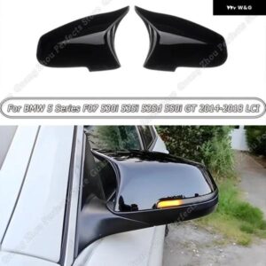 BMW リアビューサイドミラー カバー ウイング ミラー キャップ 5シリーズ F07 530I 535I 535D 550I GT 2014-2018 LCI ABS グロスブラック