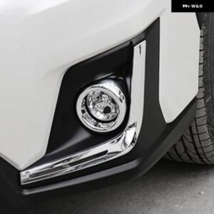 スバル 2ピース 車 外装 フロント フォグライト ランプストリップ トリム カバー ベゼル XV 2018 クロム スタイリング アクセサリー