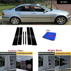BMW カーボン 窓ドアコラム BC ピラー ポストカバー トリム E46 3シリーズ セダン 1995-2004 ミラー 効果PC ステッカー