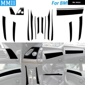 BMW X5 E70 2006-2013 ピアノブラックドア パネル 装飾ストリップスタートストップスイッチカバー スーツ インテリア ACCESSORIERS ステッカー