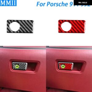 ポルシェ 911 992 2019-2024 カーボン副パイロット グローブ ボックス ハンドル パネル カバー インテリア 装飾アクセサリー ステ