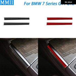 BMW 7シリーズ G11 G12 2015-2022 カーボンウォーターカップ ホルダー 両方のサイド パネル トリム ストリップ インテリア アクセサリー ステッカー