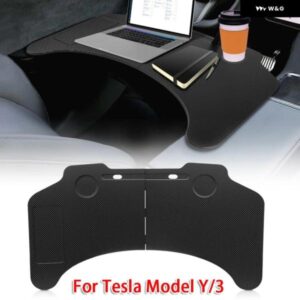 テスラ カーボン多機能 折りたたみ 車トレイテーブル 収納 袋付き モデルY/3