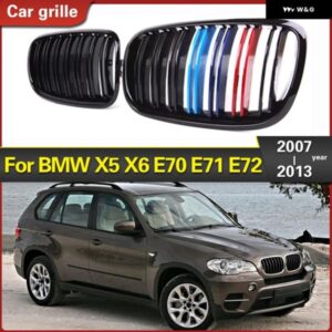 BMW ペアグロスブラック 3色 ダブルスラットキドニー グリル グリル フロント バンパー グリル E70 E71 E72 X5 X6 2007-2013 レーシング グリル