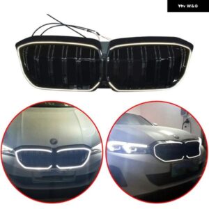 BMW I3 I01 2022-2024 ABS グロスブラック LED ライトフロント バンパー グリル キドニー レーシング グリル 発光 グリル