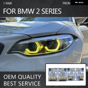 BMW M2 黄色 LED ボード CSL スタイル ヘッドライト DRL モジュール アップグレード 2シリーズ F22 F23 F87 LCI 63117494851 63117494852