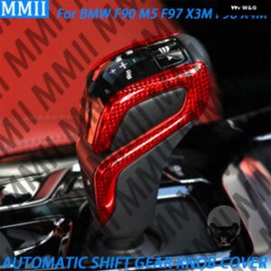 BMW リアルレッド カーボン自動 シフト ギアノブ トリム カバー カスタム アクセサリー F90 M5 F97 X3M F98 X4M 2019-2023