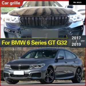 BMW 1ペア マットブラックフロントキドニー グリル デュアルラインスラット 6シリーズ GT G32 630I 640I 640I 620D 640D XDRIVE 2017-2019