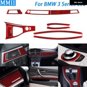 BMW 11個 レッドカーボンフルインナー トリム キット カーアクセサリー ステッカー 3シリーズ E90 2005-12