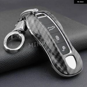 ポルシェ 2017 + カイエン クーペ パナメーラ タイカン 911 カーボンキー FOB ケースカバー チェーンリングホルダー