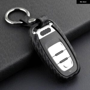 アウディ A4 B8 A5 A6 A7 A8 D4 Q5 S4 S5 S6 S7 S8 SQ5 ブラックカーボンキーケースカバー ホルダー FOB チェーンリング