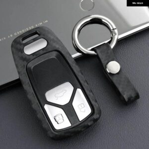 アウディ カーボンキー FOB ケースカバー チェーンリング A4 B9 A5 Q5 スポーツバック Q7 TT S4 S5 SQ5