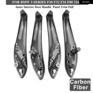 BMW カースタイリング 4X カーボンブラック インテリア ドアパネルハンドルプルトリムカバー 3シリーズ F30 320D 320DX 320I F31 330D 335DX 335I