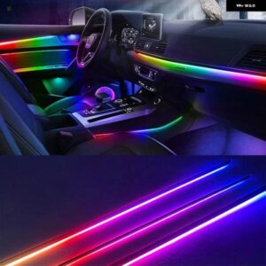 アウディ BMW E90 E60 F30 E39 テスラモデル 3 A4 A3 A5 RGB 車 LED 周囲アクリルライトストリップ室内 装飾 ムードライト