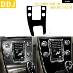 ボルボ V60 2010-2017 S60 2010-2018 ピアノブラック プラスチック インテリア 中央制御パネルトリム ステッカー LHD RHD