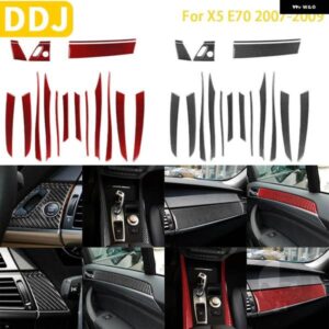 BMW X5 E70 2007-2009 ACCESSORIERS カーボン インテリア ドアパネル 装飾 ストリップスタートストップスイッチ カバー トリム ステッカー