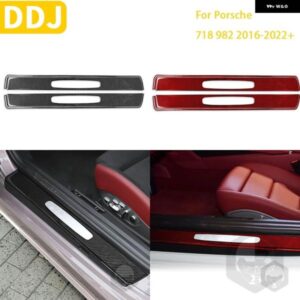 ポルシェ ボクスターケイマン 718 982 2016-2022 ドアしきい値ストリップトリム ステッカー カーボン インテリア カー LHD RH