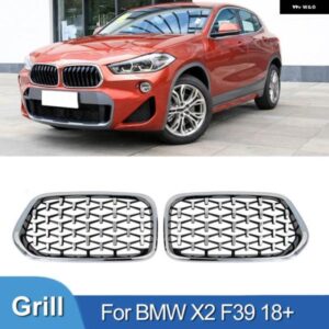 BMW PULLECO ダイヤモンドフロントバンパー キドニーグリル レーシング グリル X2 F39 グロスブラック グリル トリム 2018-2022