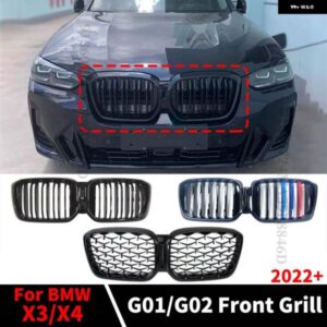 BMW フロントキドニーグリル レーシング バンパー グリル ラジエーター グリッドフードメッシュ X3 X4 G01 G02 2022 2023 M 装飾 チューニング