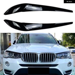 BMW 1ペア フロント ヘッドライト アイブロウ ランプ光アイブロウカーボン ステッカー X3 F25 X4 F26 2014-2017 ABS