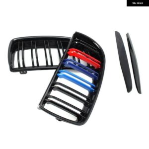 BMW グロス マットブラック 2 ラインフロントキドニーグリル ダブルスラット E90 E91 3シリーズ 2005 2006 2007 2008 自動
