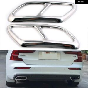ボルボ 2ピース ステンレスリアデュアルパイプ排気出力マフラー カバー S90 V90 2016-19 S60 2020
