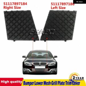 BMW E60 E61 M スポーツ 51117897186 51117897184 バンパー カバー 黒左 + 右フロントバンパー アンダーメッシュグリル プレートトリムカバー